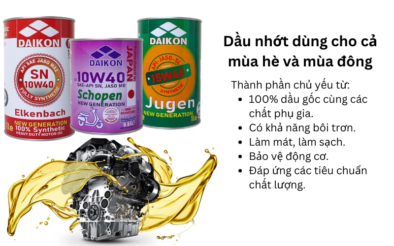 dầu nhớt dùng được cho cả mùa hè và mùa đông